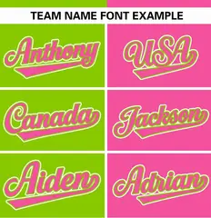 Neon Green Pink Stripe-Solid Combo Authentic Baseball Jersey 3