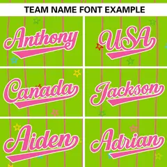 Neon Green Pink Stripe Star Pattern Baseball Jersey 3