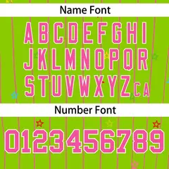 Neon Green Pink Stripe Star Pattern Baseball Jersey 4