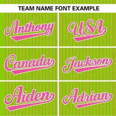 Neon Green Pink Stripe Two-Button Softball Jersey 4