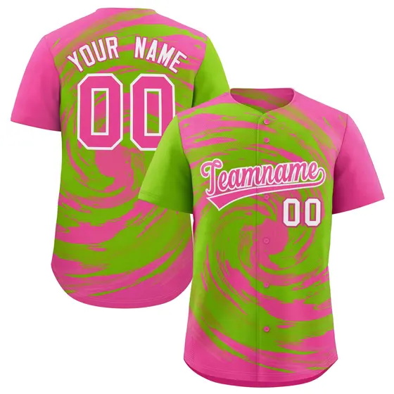 Neon Green Pink Swirl Graffiti Pattern Baseball Jersey