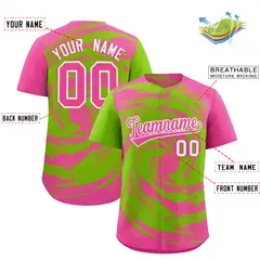 Neon Green Pink Swirl Graffiti Pattern Baseball Jersey 2