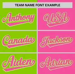 Neon Green Pink Two Tone Striped Authentic Baseball Jersey 3