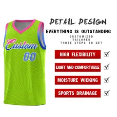 Neon Green Pink Wave Pattern Basketball Uniform Jersey 2