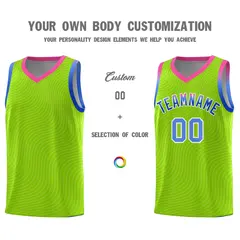 Neon Green Pink Wave Pattern Basketball Uniform Jersey 3