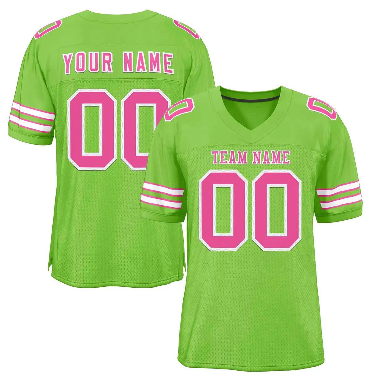 Neon Green Pink-White Football Jersey