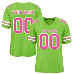 Neon Green Pink-White Football Jersey 1
