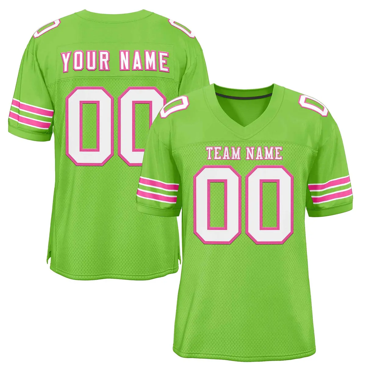 Neon Green Pink-White Football Jersey