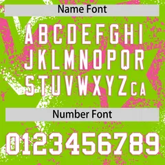Neon Green Pink White Graffiti Star Ink Baseball Jersey 4