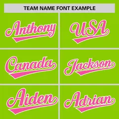 Neon Green Pink-White Horizontal Stripe Pullover Baseball Jersey 3