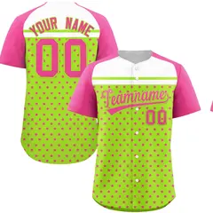 Neon Green Pink White Raglan Star Print Baseball Jersey 1