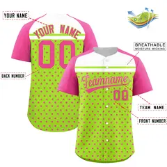 Neon Green Pink White Raglan Star Print Baseball Jersey 2