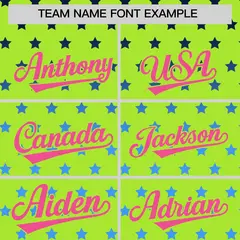 Neon Green Pink White Raglan Star Print Baseball Jersey 3