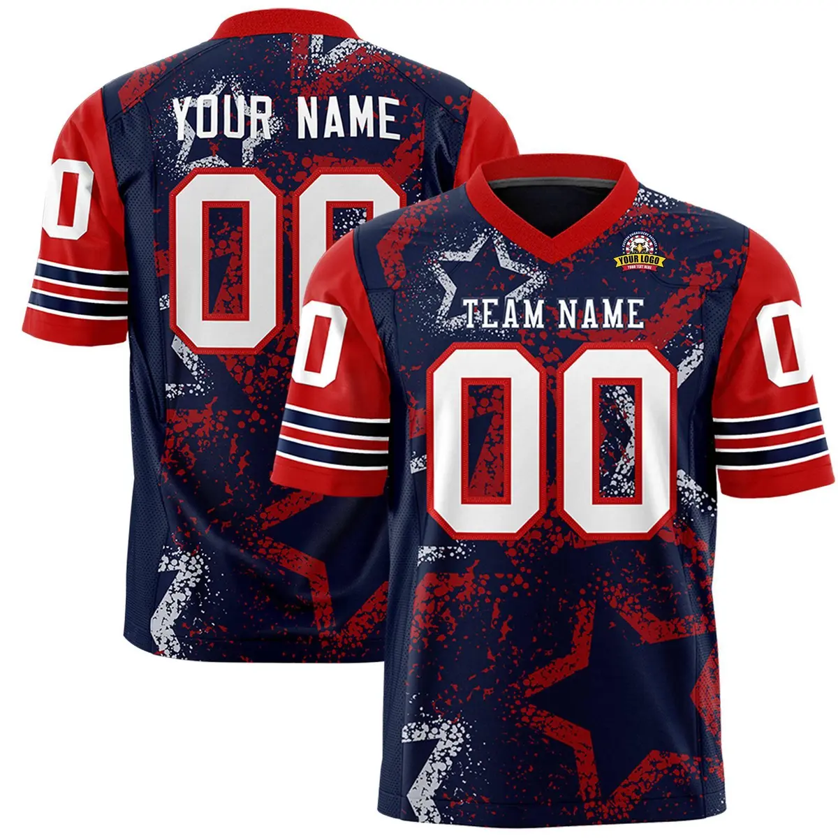 Neon Green Pink White Star Pattern Authentic Football Jersey