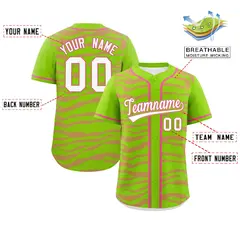 Neon Green Pink Zebra Graffiti Authentic Baseball Jersey 2