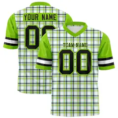 Neon Green Plaid Pattern Authentic Football Jersey