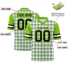 Neon Green Plaid Pattern Authentic Football Jersey 2