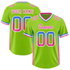 Neon Green Powder Blue and Pink Gradient Sides Football Jersey