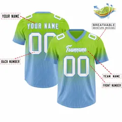 Neon Green Powder Blue Gradient Outdoor Football Jersey 2