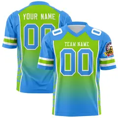 Neon Green Powder Blue Gradient Side Pattern Football Jersey 1