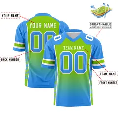Neon Green Powder Blue Gradient Side Pattern Football Jersey 2