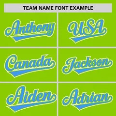 Neon Green Powder Blue Half Stripe Authentic Baseball Jersey 3
