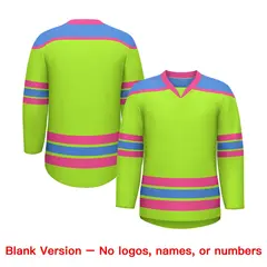 Neon Green Powder Blue Ice Cream Helmet Pattern V-Neck Hockey Jersey 7