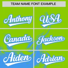Neon Green Powder Blue Ink Pattern Authentic Baseball Jersey 3