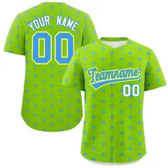 Neon Green Powder Blue Polka Dot Graffiti Baseball Jersey 1