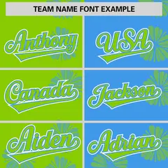 Neon Green Powder Blue Split Flower Graffiti Baseball Jersey 3
