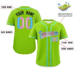 Neon Green Powder Blue Transgender Pride Baseball Jersey 2