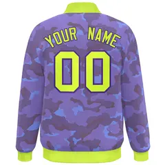 Neon Green Purple Camo Varsity Letterman Bomber Jacket 4
