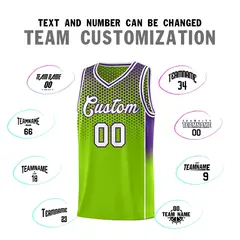 Neon Green Purple Dot Pattern Side Gradient Reversible Basketball Jersey Kits 4