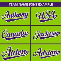 Neon Green Purple Full Button Classic Baseball Jersey 3