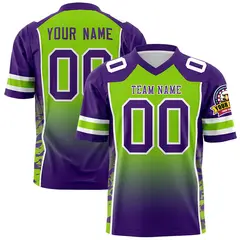 Neon Green Purple Gradient Side Pattern Football Jersey