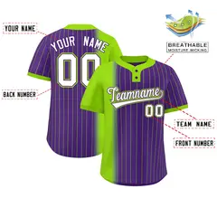 Neon Green Purple Gradient Stripe Two-Button Softball Jersey 2