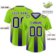 Neon Green Purple Gradient Vertical Stripe Football Jersey 2