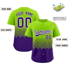 Neon Green Purple Grid Blur Pattern Baseball Jersey 2
