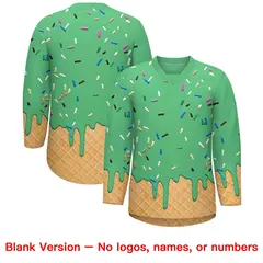 Neon Green Purple Ice Cream Pattern V-Neck Hockey Jersey 7