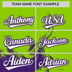 Neon Green Purple Ink Pattern Authentic Baseball Jersey 3
