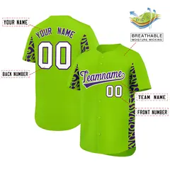 Neon Green Purple Leopard Graffiti Side Baseball Jersey 2