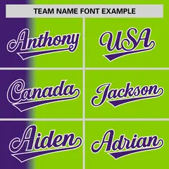 Neon Green Purple Pinstripe Gradient Baseball Jersey 3