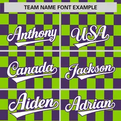 Neon Green Purple Plaid Fashion Authentic Baseball Jersey 3