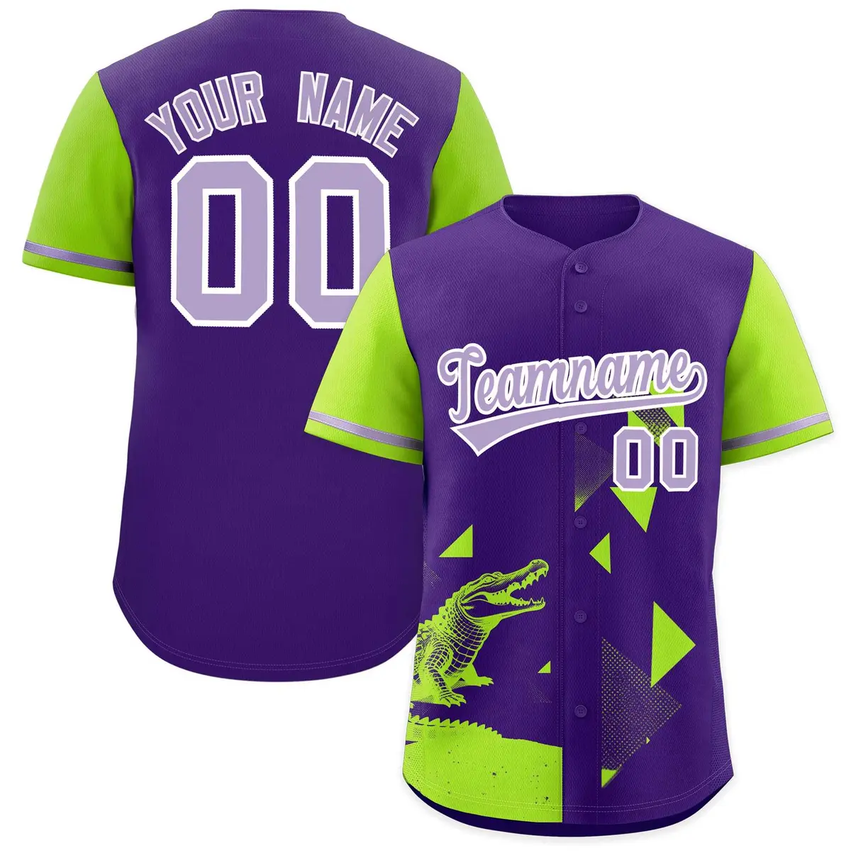 Neon Green Purple Raptor Series Raglan Baseball Jersey