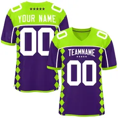 Neon Green Purple Side Blocks Raglan Football Jersey