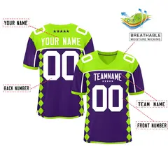 Neon Green Purple Side Blocks Raglan Football Jersey 2