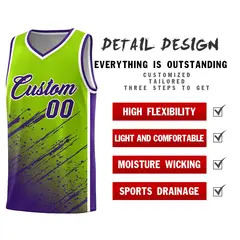 Neon Green Purple Splash Basketball Uniforms for Teams 2