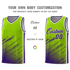 Neon Green Purple Splash Basketball Uniforms for Teams 3