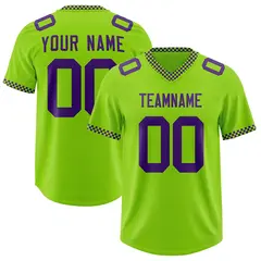 Neon Green Purple Square Neckline Football Jersey 1