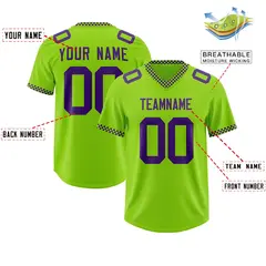 Neon Green Purple Square Neckline Football Jersey 2